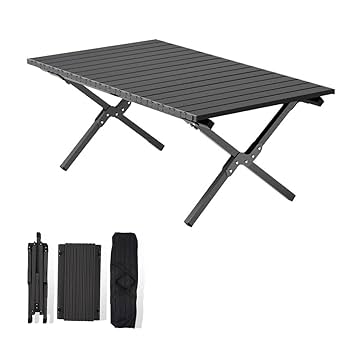 キャンプ アウトドアテーブル 折りたたみテーブル ロールテーブル Amazon.co.jp: ロール キャンプ テーブル 115cm テーブル アルミ